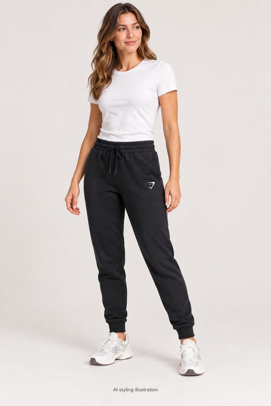 Gymshark Black Drawstring Cuffed Joggers Medium